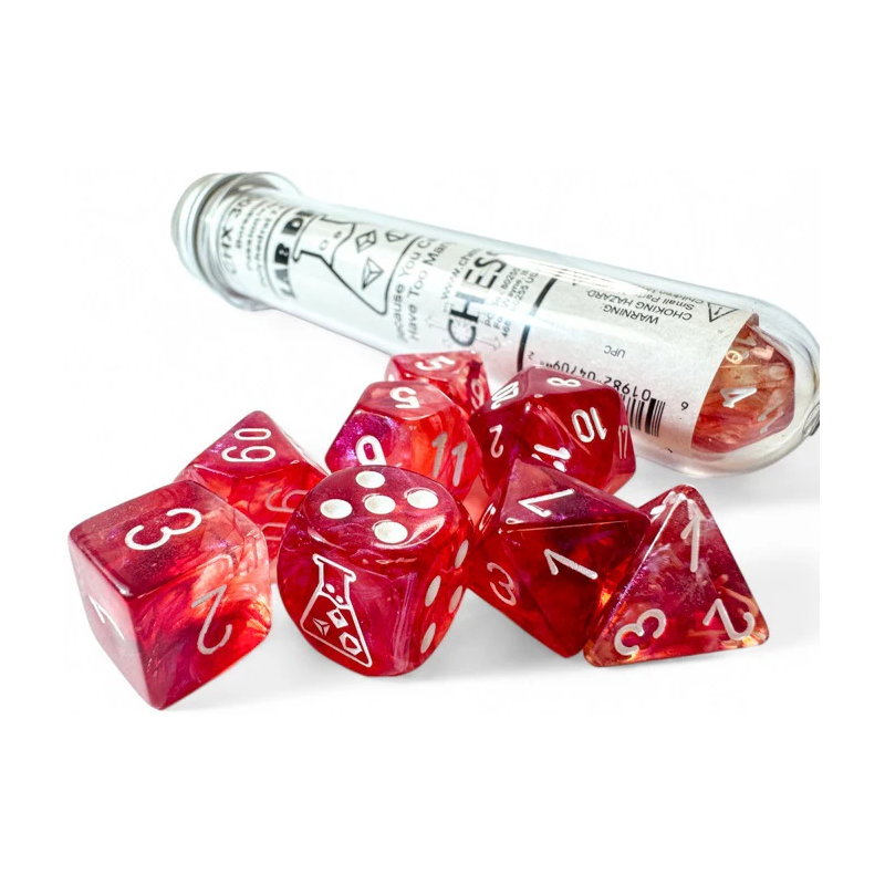 Dés - Chessex - Lab Dice : Borealis Passion/white Luminary™ Polyhedral 7 Dés - Chessex - Lab Dice : Borealis Passion/white Luminary™ Polyhedral 7