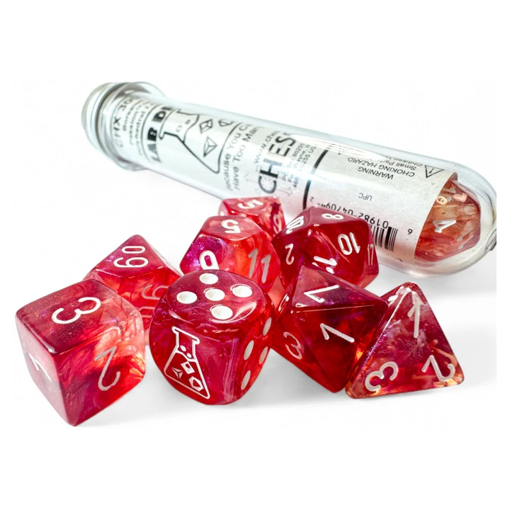 Dés - Chessex - Lab Dice : Borealis Passion/white Luminary™ Polyhedral 7