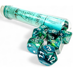 Dés - Chessex - Lab Dice : Lustrous Neptune/grey Luminary™ Polyhedral 7