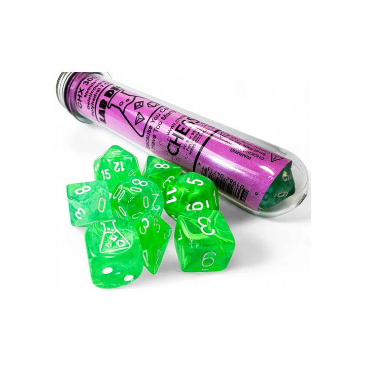 Dés - Chessex - Lab Dice : Nebula Gelatinous/white Luminary™ Polyhedral 7