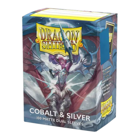 Dragon Shield - 100 Standard Sleeves - Matte : Cobalt & Silver