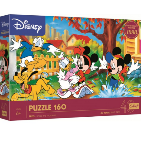 Puzzle 40e Anniversaire Trefl - Jouer Dans Les Flaques D'Eau - Disney Mickey Mouse Et Ses Amis - 160 pièces