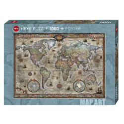 Puzzle Heye - Map Art : Retro World – 1000 Pièces