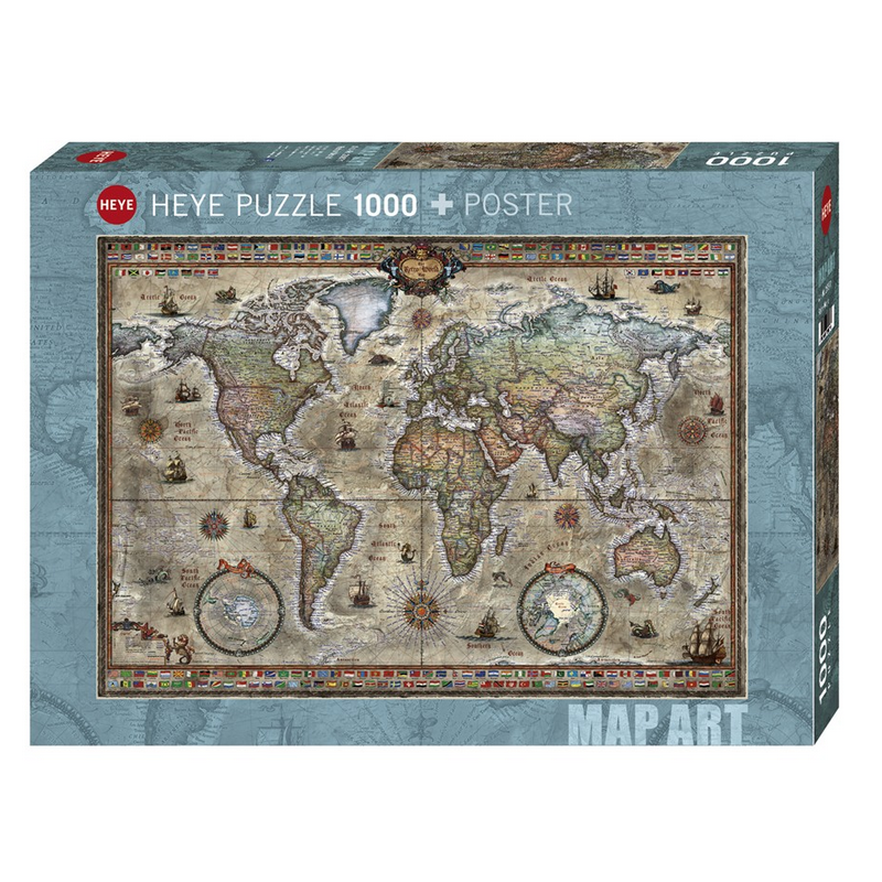 Puzzle Heye - Map Art : Retro World – 1000 Pièces