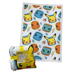 Pokémon - Plaid "Tête Pikachu, Salamèche et Bulbizarre"