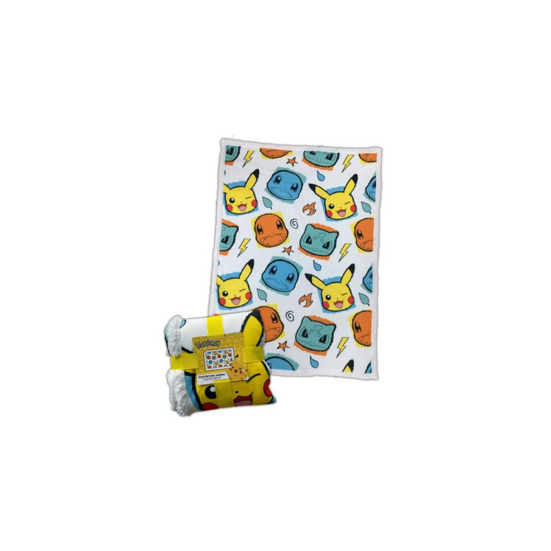 Pokémon - Plaid "Tête Pikachu, Salamèche et Bulbizarre"