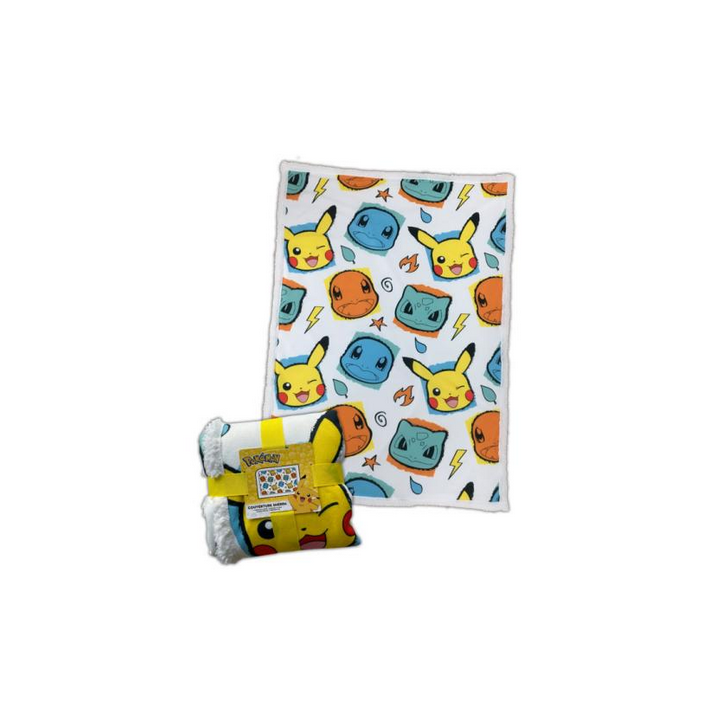 Pokémon - Plaid "Tête Pikachu, Salamèche et Bulbizarre"