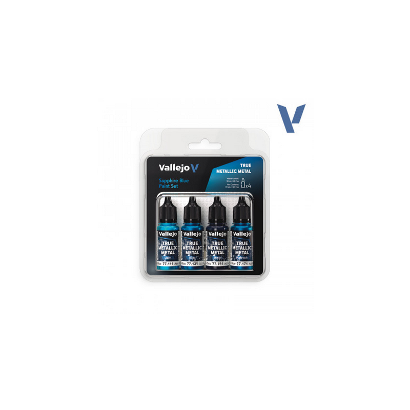 Peinture Vallejo True Metallic Metal - Color Set : Sapphire Blue