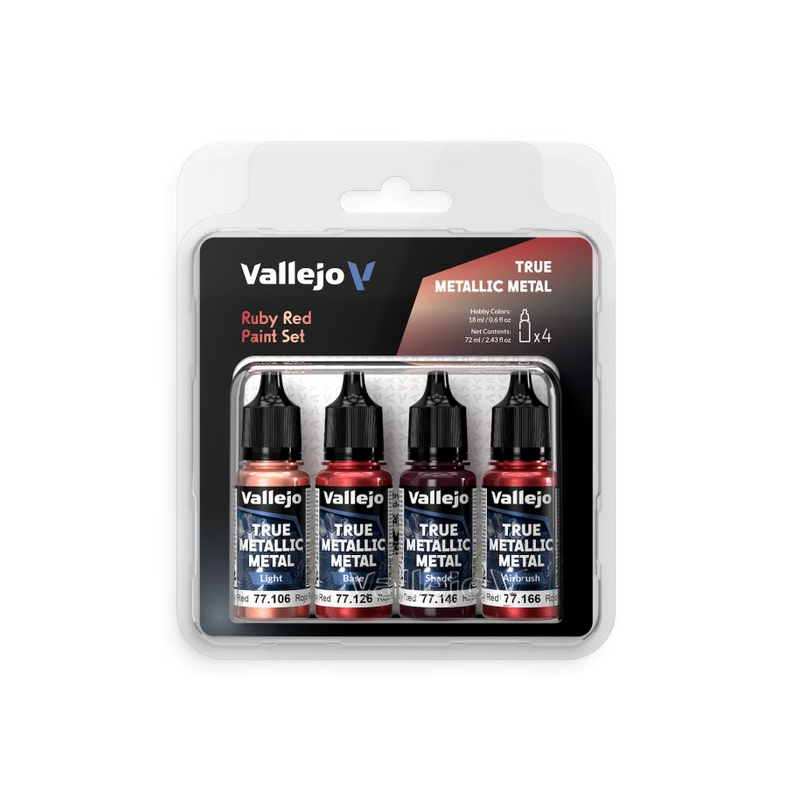 Peinture Vallejo True Metallic Metal - Color Set : Ruby Red