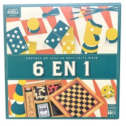Jeux de société - Six en Un - Coffret de jeux en bois