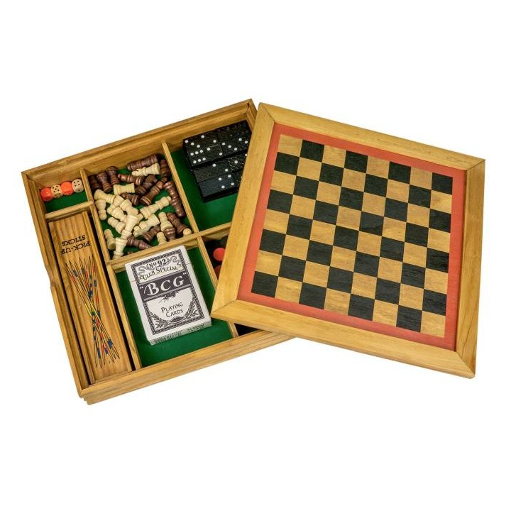 Jeux de société - Six en Un - Coffret de jeux en bois