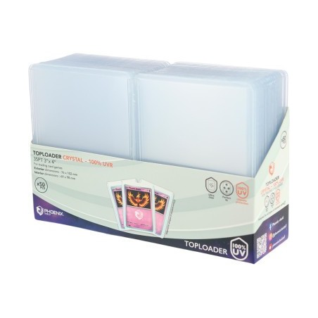 PHOENIX SHIELD -Lot de 50 Top Loaders ultra transparents - Lot de 50 Top Loaders Crystal 100% UV
