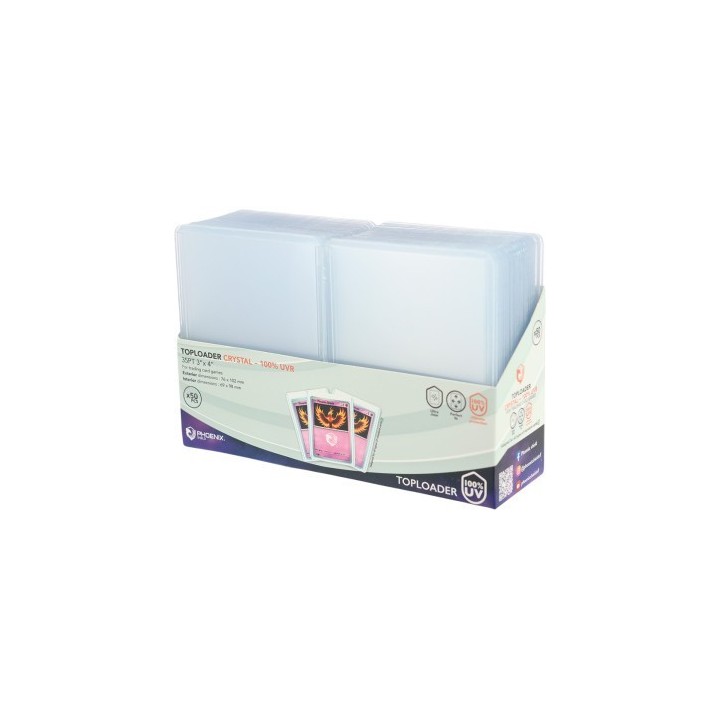 PHOENIX SHIELD -Lot de 50 Top Loaders ultra transparents - Lot de 50 Top Loaders Crystal 100% UV