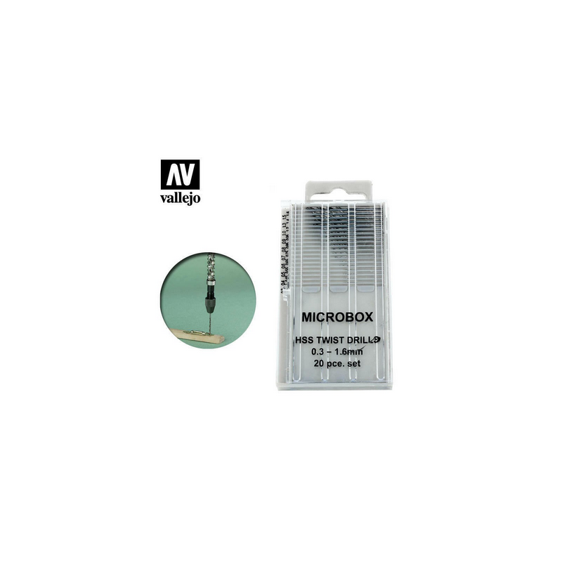 Accessoire Vallejo : Coffret de 20 mini forets acier - 0,30 à 1,16