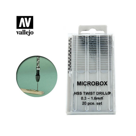 Accessoire Vallejo : Coffret de 20 mini forets acier - 0,30 à 1,16