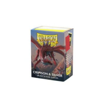 Protège-cartes Dragon Shield - 100 Standard Sleeves Matte : Crimson & Silver