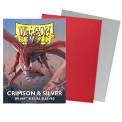 Protège-cartes Dragon Shield - 100 Standard Sleeves Matte : Crimson & Silver