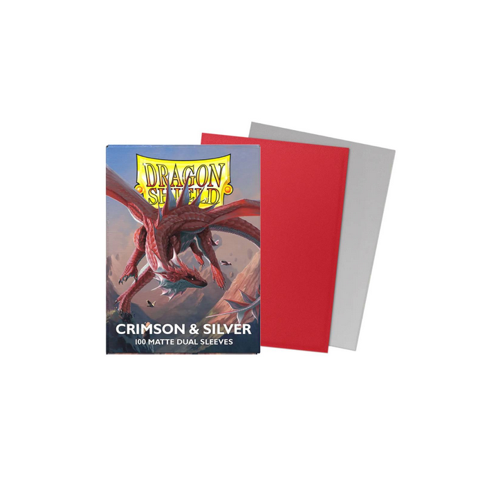Protège-cartes Dragon Shield - 100 Standard Sleeves Matte : Crimson & Silver