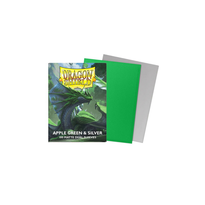 Protège-cartes Dragon Shield - 100 Standard Sleeves Matte : Apple Green & Silver
