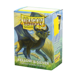 Protège-cartes Dragon Shield - 100 Standard Sleeves Matte : Yellow & Silver