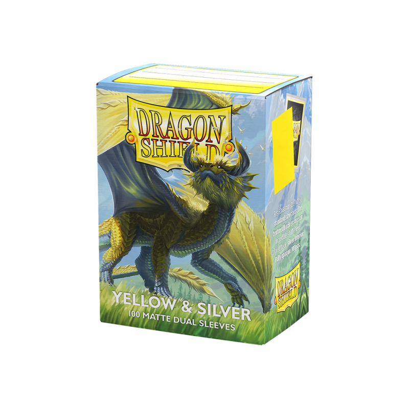 Protège-cartes Dragon Shield - 100 Standard Sleeves Matte : Yellow & Silver