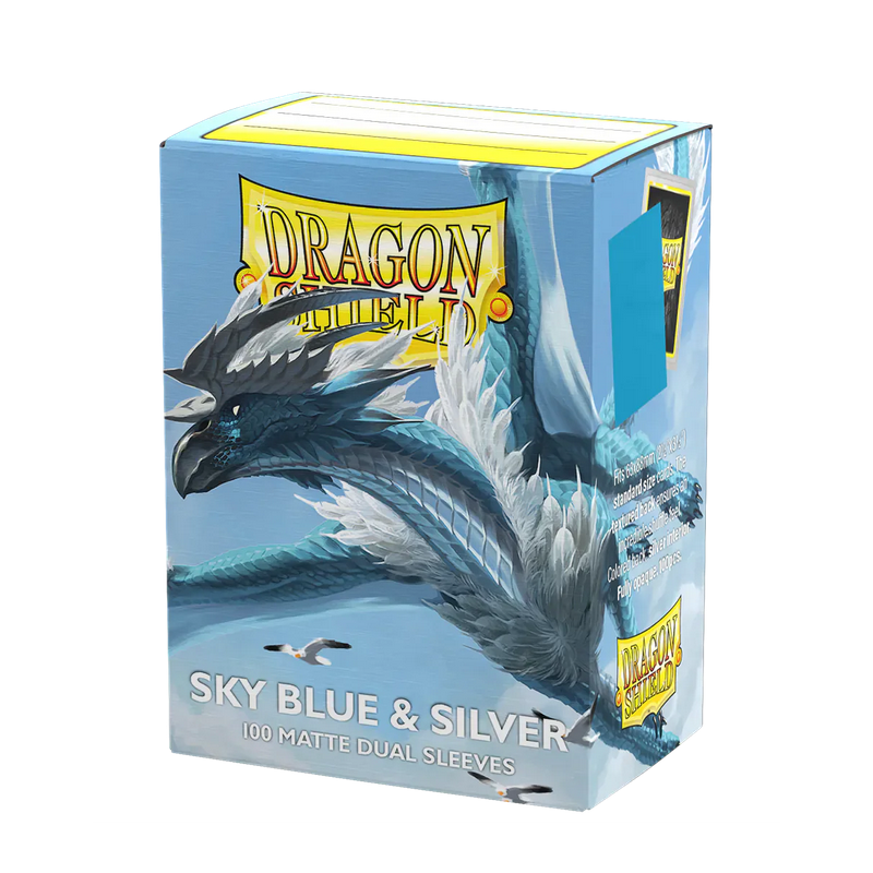 Protège-cartes Dragon Shield - 100 Standard Sleeves Matte : Sky Blue & Silver