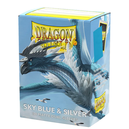 Protège-cartes Dragon Shield - 100 Standard Sleeves Matte : Sky Blue & Silver