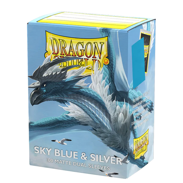 Protège-cartes Dragon Shield - 100 Standard Sleeves Matte : Sky Blue & Silver
