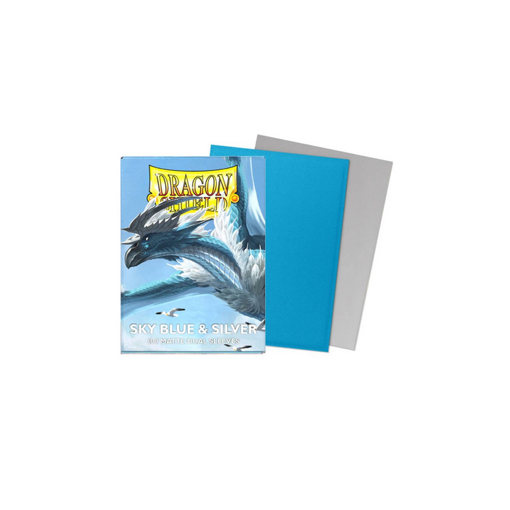 Protège-cartes Dragon Shield - 100 Standard Sleeves Matte : Sky Blue & Silver