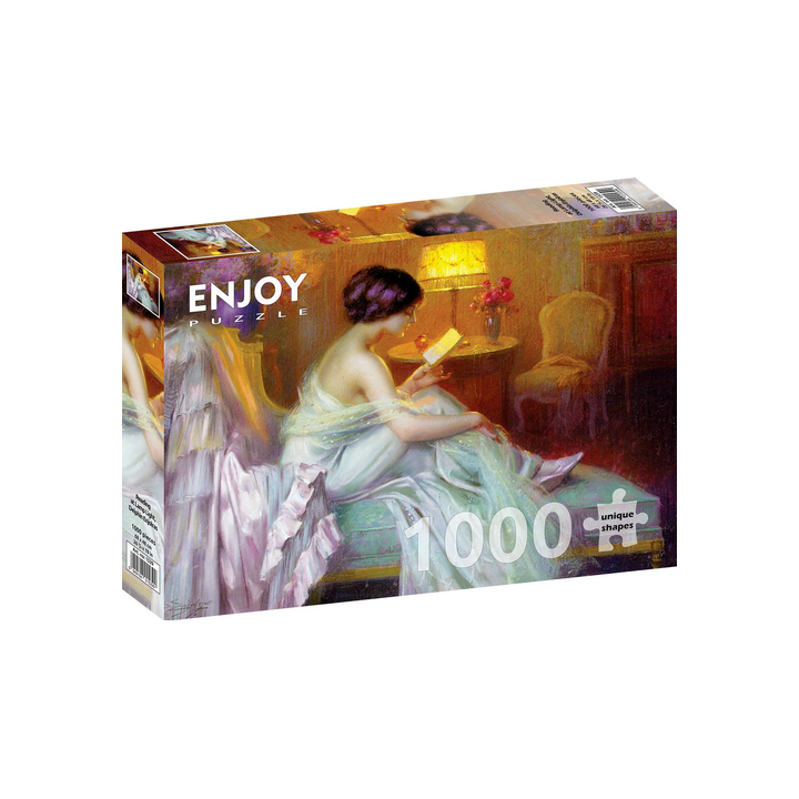 Puzzle Enjoy Puzzle - Delphin Enjolras : Reading at Lamp Light - 1000 Pièces