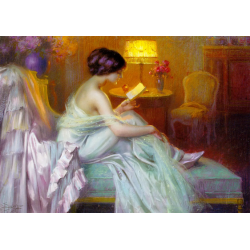 Puzzle Enjoy Puzzle - Delphin Enjolras : Reading at Lamp Light - 1000 Pièces