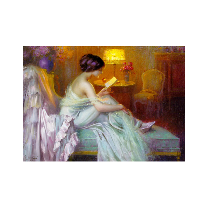 Puzzle Enjoy Puzzle - Delphin Enjolras : Reading at Lamp Light - 1000 Pièces