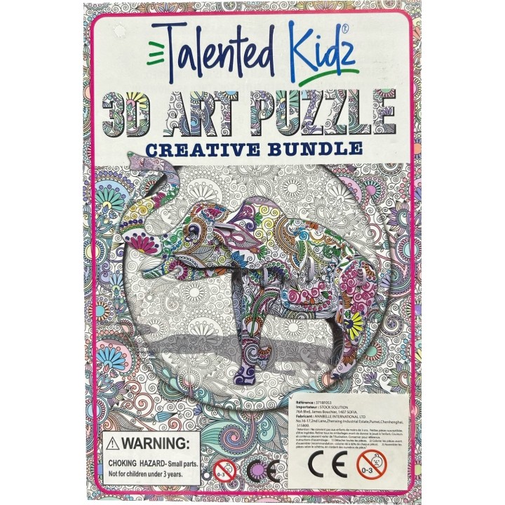 Coloriage - Talented Kidz - 3d Art Puzzle Creative Bundle - Elephant