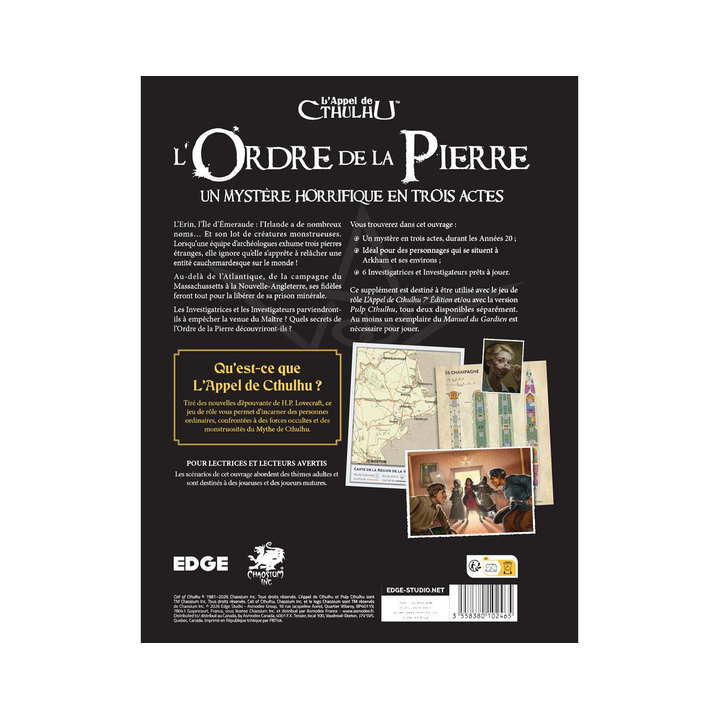 Jeux de role - L'Appel de Cthulhu - L'Ordre de la Pierre