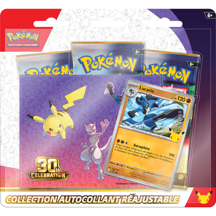 PROCHAINEMENT : Pokémon - Tripack Collection autocollant - Célébration 30 ans : Lucario