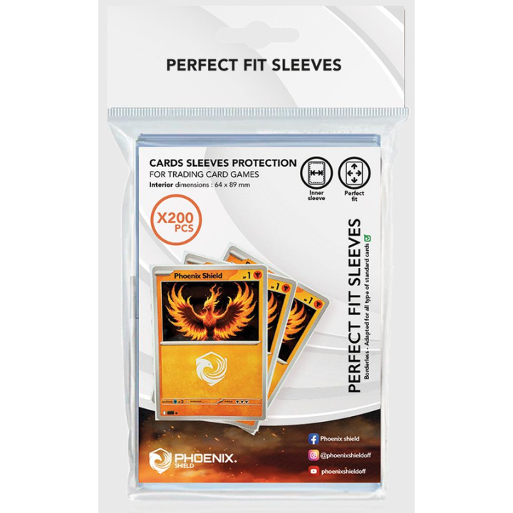 Phoenix Shield - Lot 200 Sleeves Clear Perfect Fit 64x89 mm