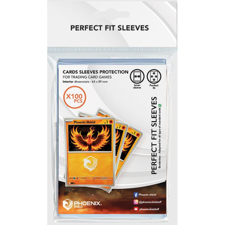 Phoenix Shield - Lot 100 Sleeves Clear Perfect Fit 64x89 mm