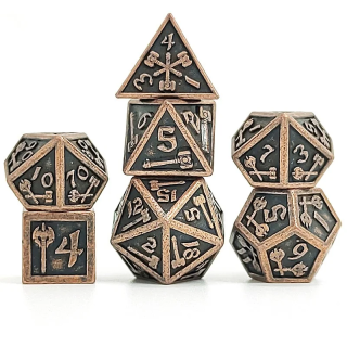 Set de 7 dés - (16mm) avec boite en métal- Hammer Bronze