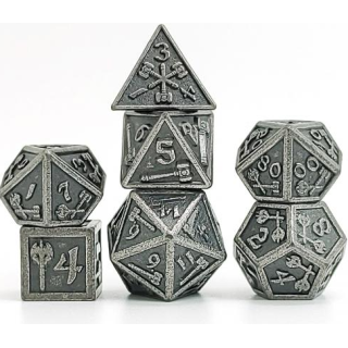 Set de 7 dés - (16mm) avec boite en métal -  Hammer Silver