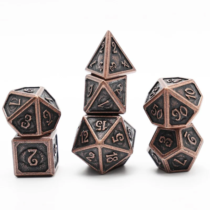 Set de 7 dés - (16mm) avec boite en métal- Devil Eye Bronze