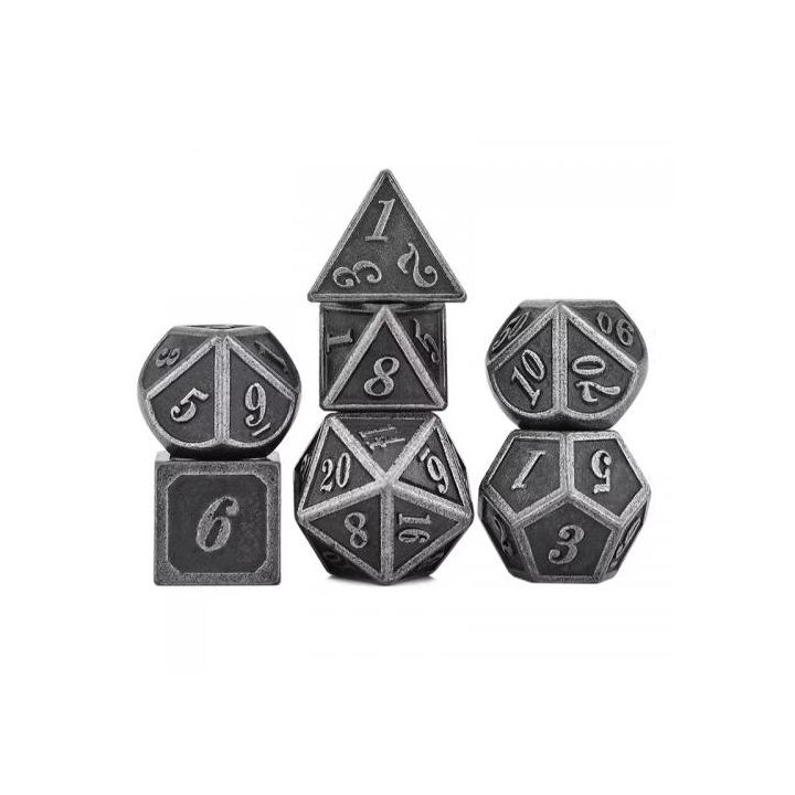 Set de 7 dés -  (14mm) avec boite en métal- Gear Bronze