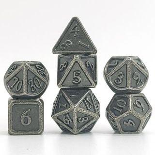 Set de 7 dés - (14mm) avec boite en métal- Solid Nickel