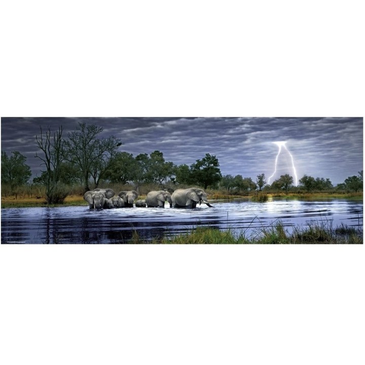 Puzzle Heye - Troupeau d'Éléphants - Panoramique - 2000 pièces
